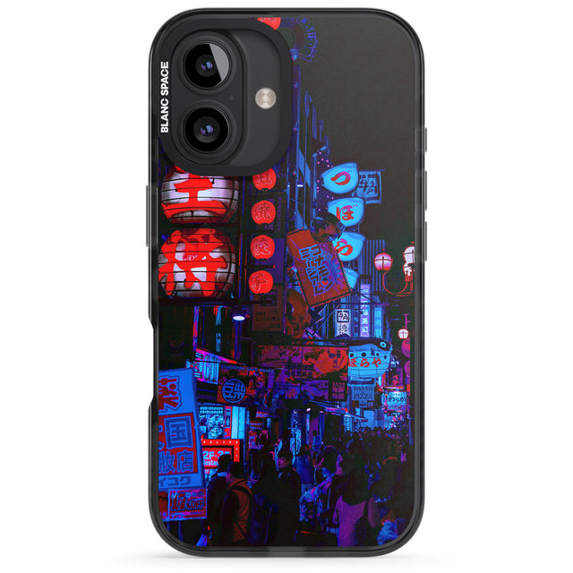 iPhone 16 Pro Max Red & Turquoise - Neon Cities Photographs Black Impact Phone Case