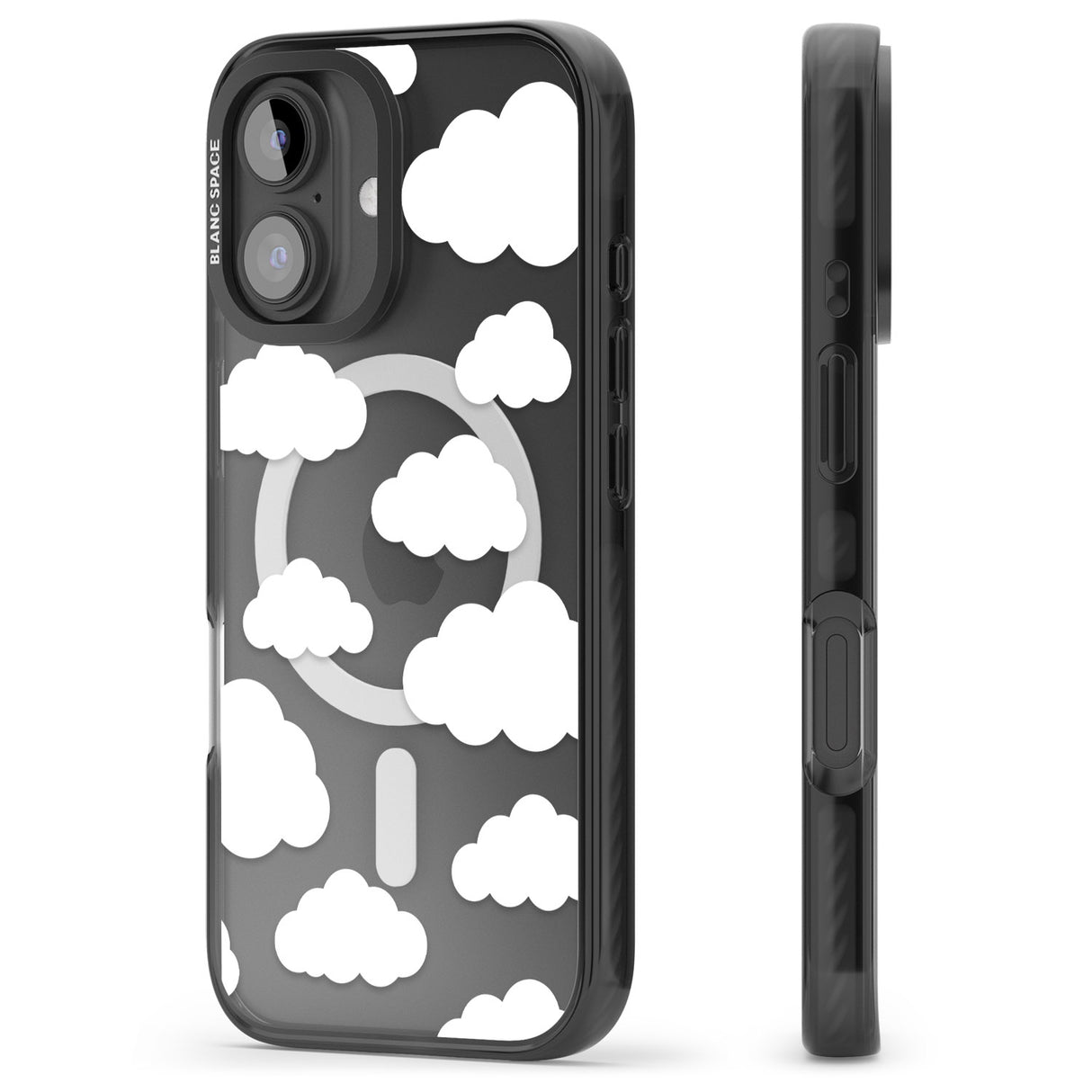 iPhone 16 Pro Max Transparent Cloud Pattern Black Impact Phone Case