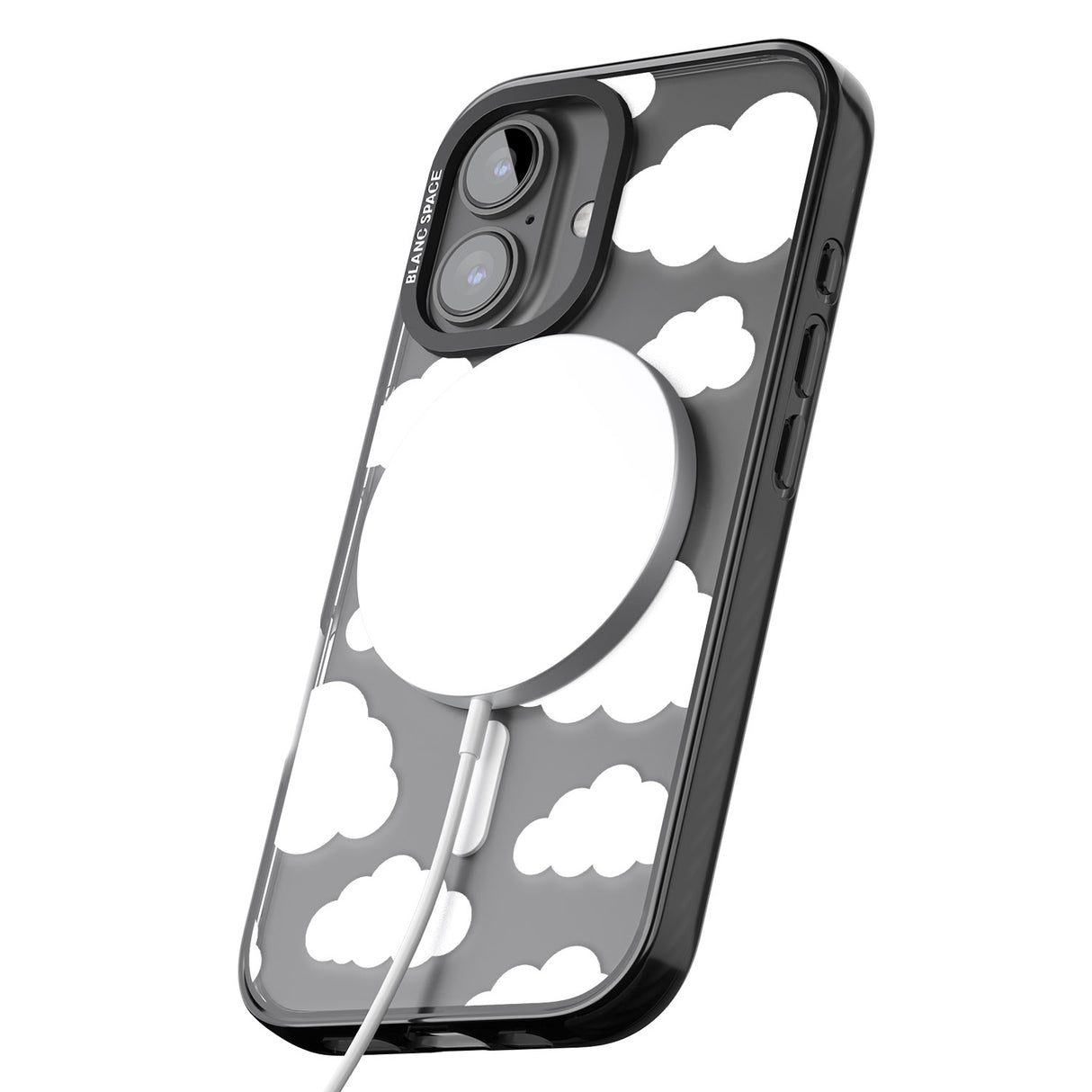 iPhone 16 Pro Max Transparent Cloud Pattern Black Impact Phone Case