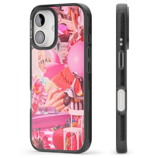 iPhone 16 Pro Max Vintage Collage: Pink Glamour Black Impact Phone Case