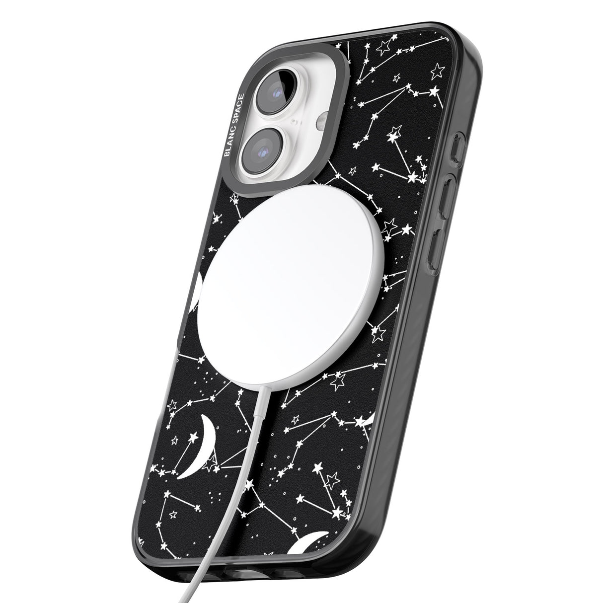 iPhone 16 Pro Max White Stars Constellations on Black Black Impact Phone Case