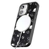 iPhone 16 Pro Max White Planets on Black Black Impact Phone Case