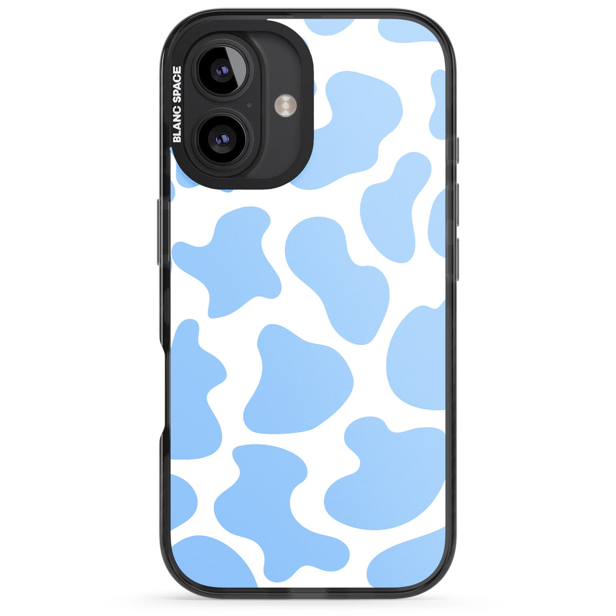 iPhone 16 Pro Max Blue and White Cow Print Black Impact Phone Case