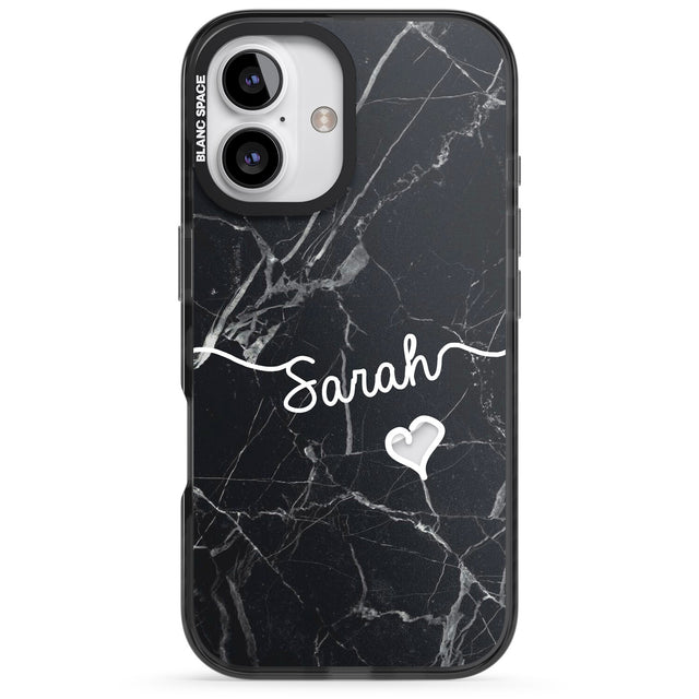 iPhone 16 Pro Max Black Marble Black Impact Phone Case