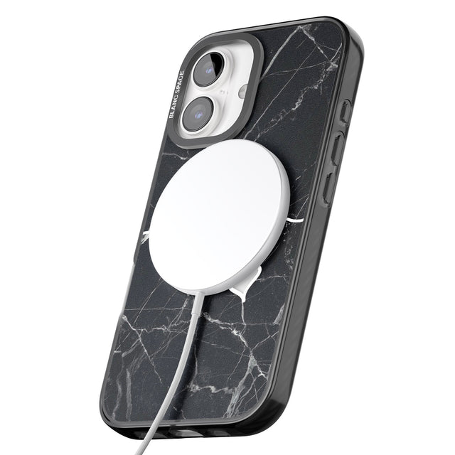 iPhone 16 Pro Max Black Marble Black Impact Phone Case