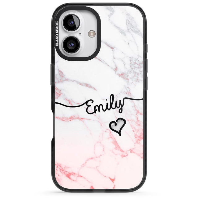 iPhone 16 Pro Max Pink Fade Marble Black Impact Phone Case