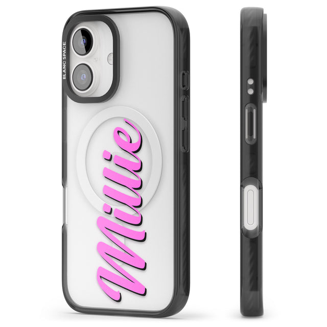 iPhone 16 Pro Max Personalised Clear Text 3C Black Impact Phone Case