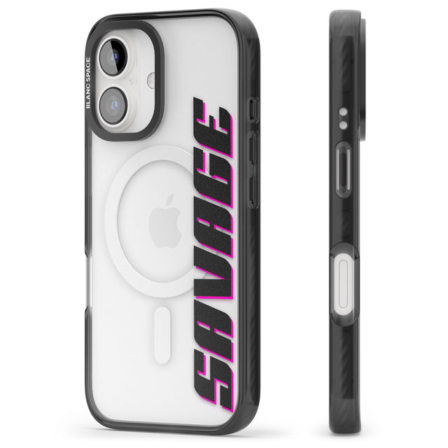 iPhone 16 Pro Max Personalised Clear Text 4C Black Impact Phone Case