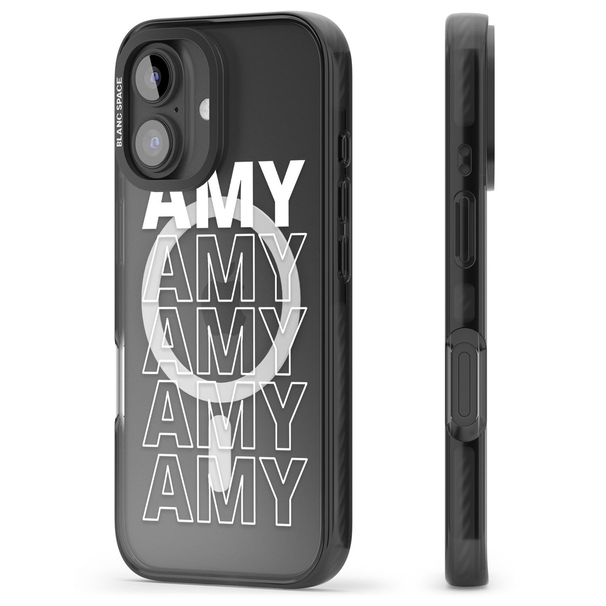 iPhone 16 Pro Max Personalised Clear Text 5C Black Impact Phone Case