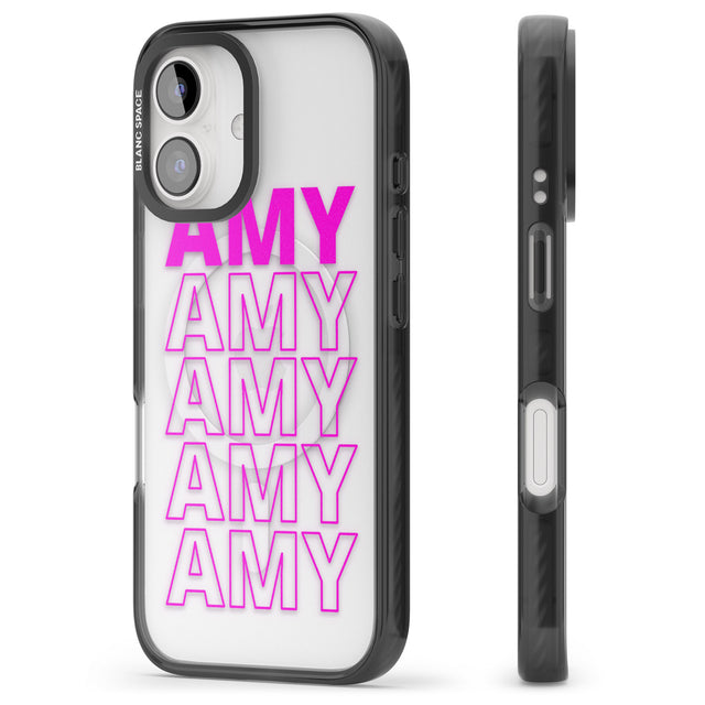 iPhone 16 Pro Max Personalised Clear Text 5D Black Impact Phone Case