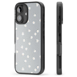 iPhone 16 Pro Max Painted Daisy Blue-Grey Cute Black Impact Phone Case