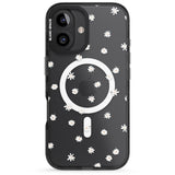 iPhone 16 Pro Max Painted Daises on Transparent Black Impact Phone Case