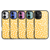 iPhone 16 Pro Max White on Yellow Dalmatian Polka Dot Spots Black Impact Phone Case