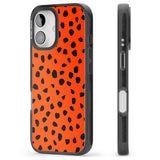 iPhone 16 Pro Max Black & Bright Red Dalmatian Polka Dot Spots Black Impact Phone Case