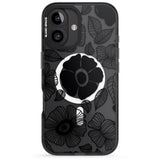 iPhone 16 Pro Max Black Flowers Black Impact Phone Case