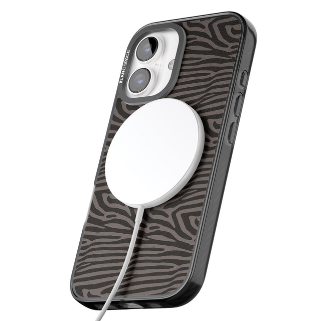 iPhone 16 Pro Max Dark Animal Print Pattern Zebra Black Impact Phone Case