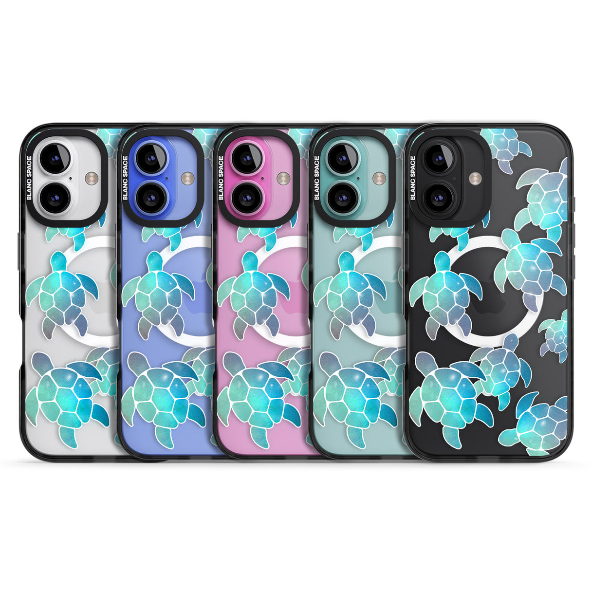 iPhone 16 Pro Max Aqua Space Turtles Black Impact Phone Case