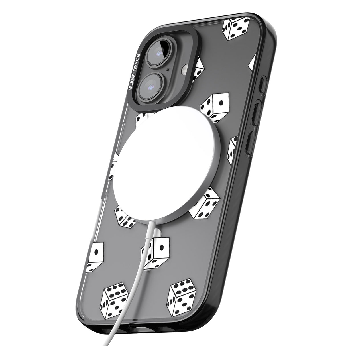 iPhone 16 Pro Max Clear Dice Pattern Black Impact Phone Case