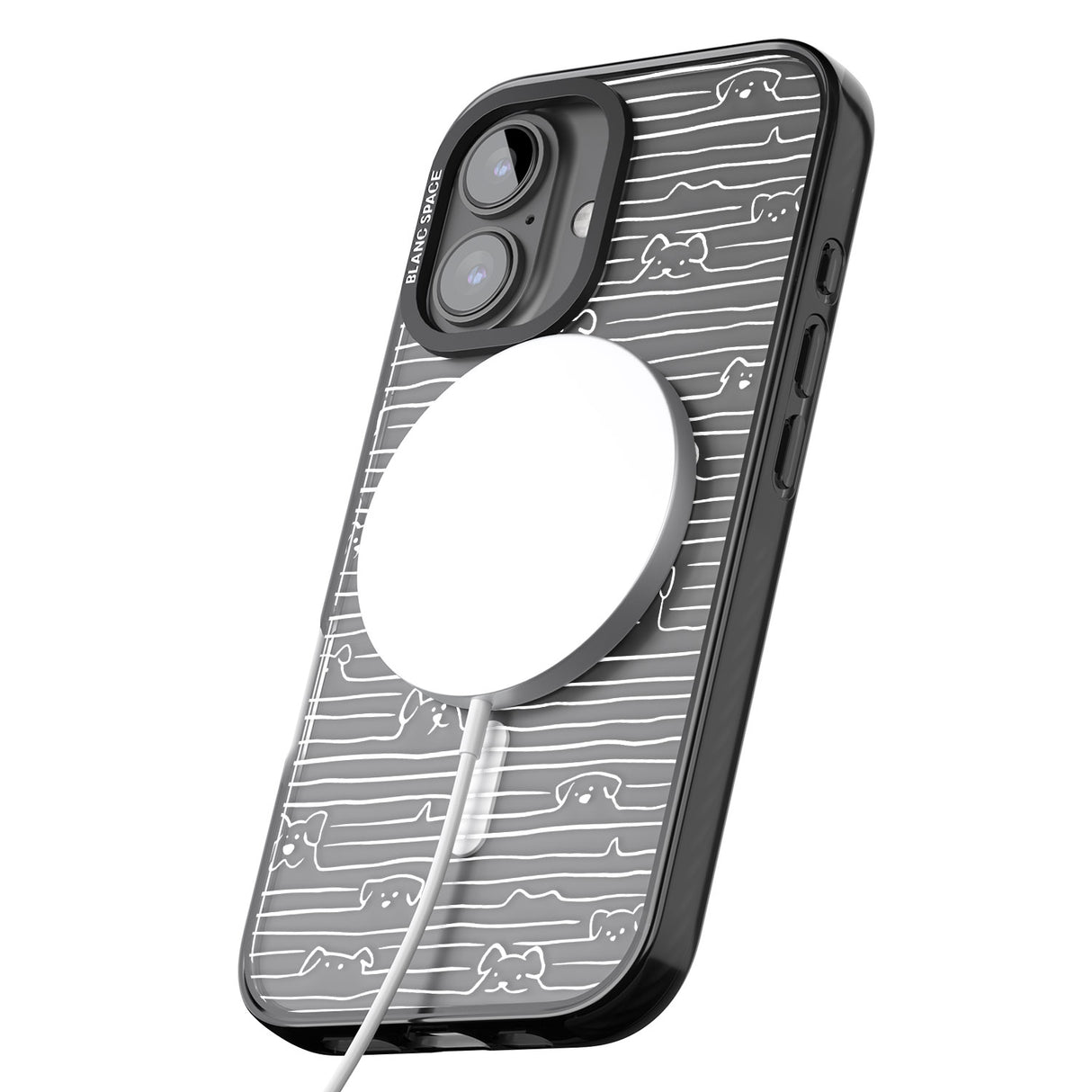 iPhone 16 Pro Max Dog Line Art - White Black Impact Phone Case