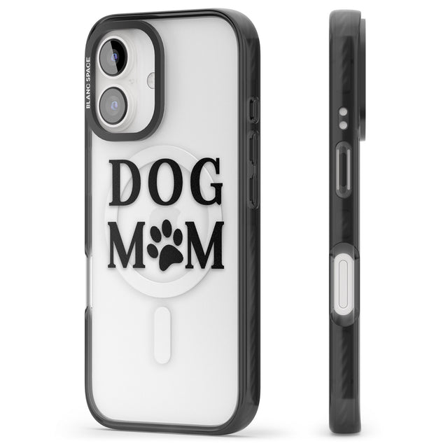 iPhone 16 Pro Max Dog Mom Paw Print Black Impact Phone Case