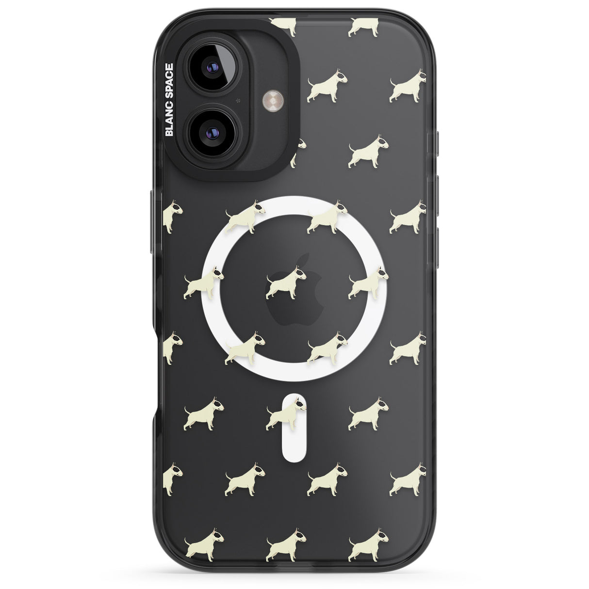 iPhone 16 Pro Max Bull Terrier Dog Pattern Clear Black Impact Phone Case