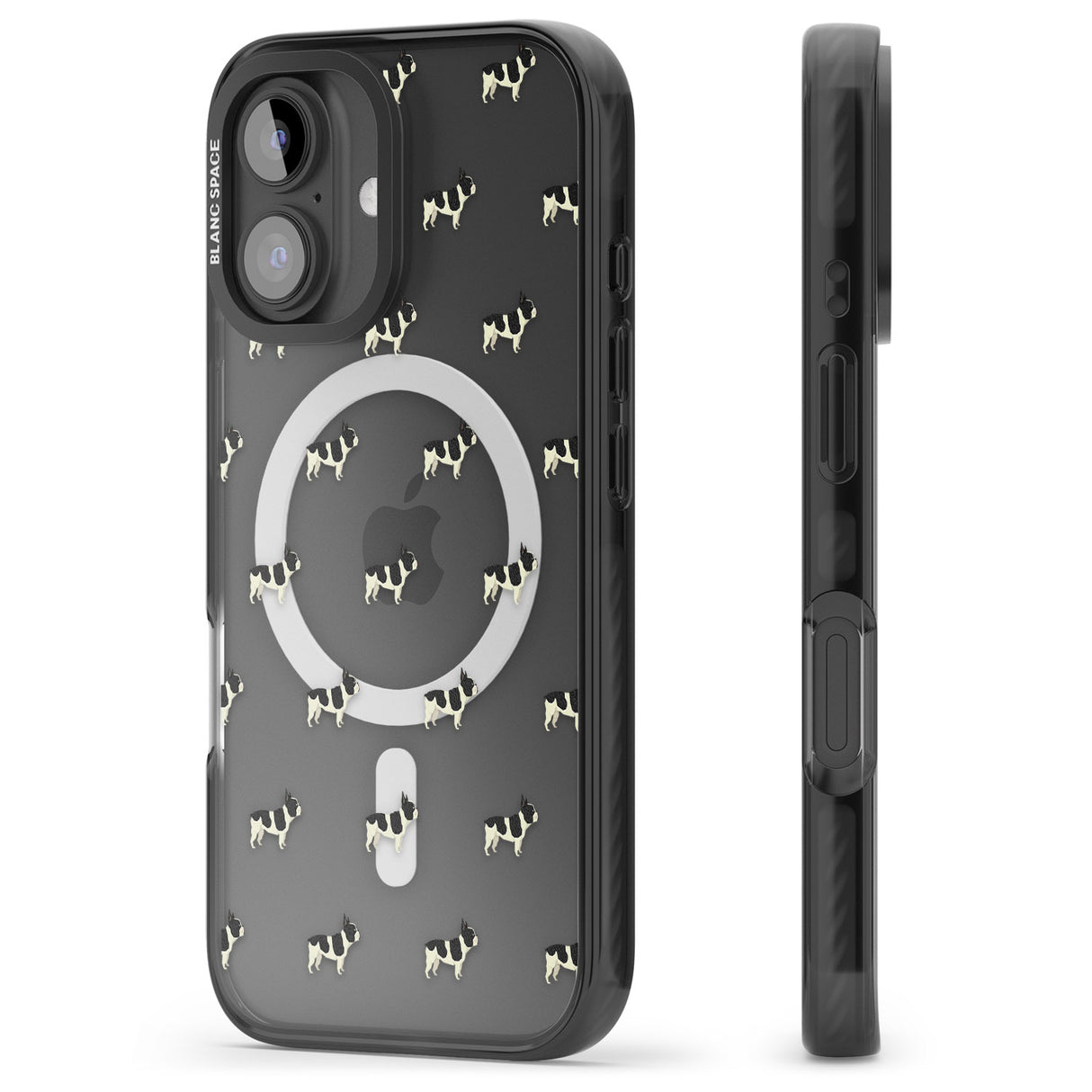 iPhone 16 Pro Max French Bulldog Dog Pattern Clear Black Impact Phone Case