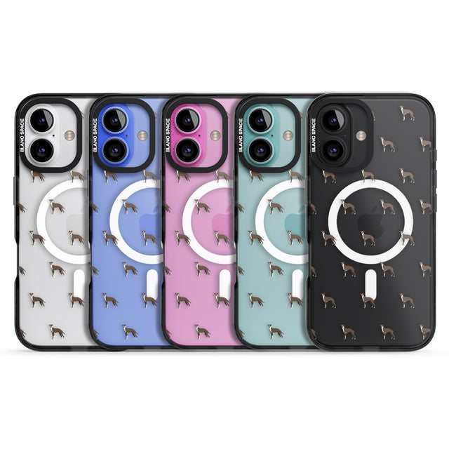 iPhone 16 Pro Max Whippet/Italian Greyhound Dog Pattern Clear Black Impact Phone Case