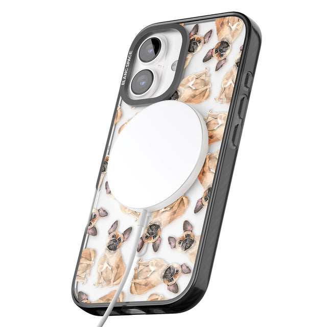 iPhone 16 Pro Max French Bulldog Watercolour Dog Pattern Black Impact Phone Case