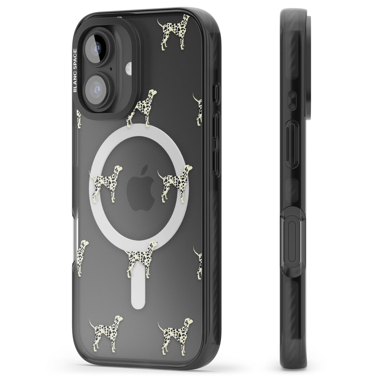 iPhone 16 Pro Max Dalmation Dog Pattern Clear Black Impact Phone Case