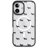 iPhone 16 Pro Max Dachshund Dog Pattern Clear Black Impact Phone Case