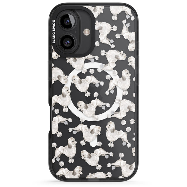 iPhone 16 Pro Max Poodle (White) Watercolour Dog Pattern Black Impact Phone Case