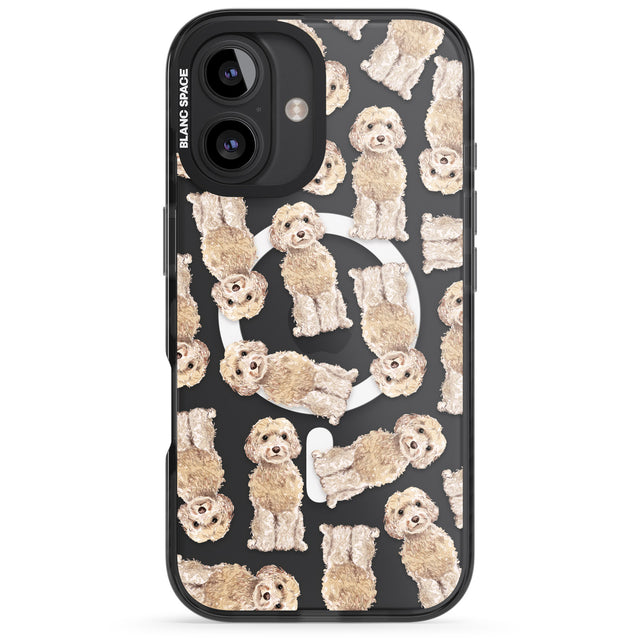 iPhone 16 Pro Max Cockapoo (Champagne) Watercolour Dog Pattern Black Impact Phone Case