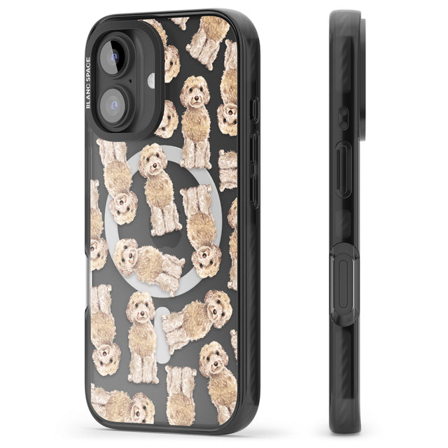 iPhone 16 Pro Max Cockapoo (Champagne) Watercolour Dog Pattern Black Impact Phone Case