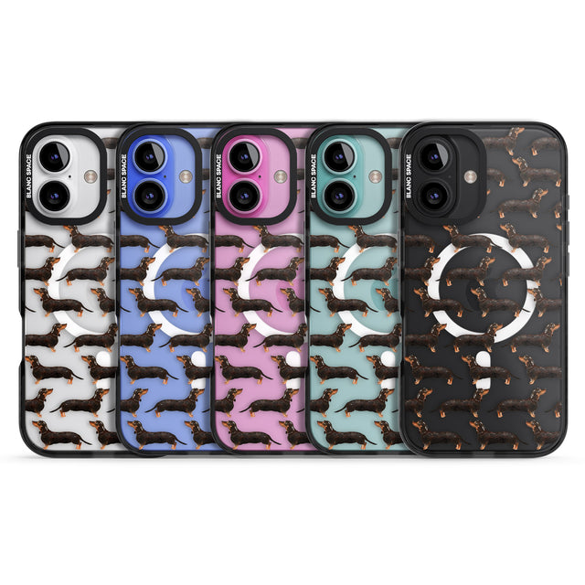 iPhone 16 Pro Max Dachshund (Black & Tan) Watercolour Dog Pattern Black Impact Phone Case