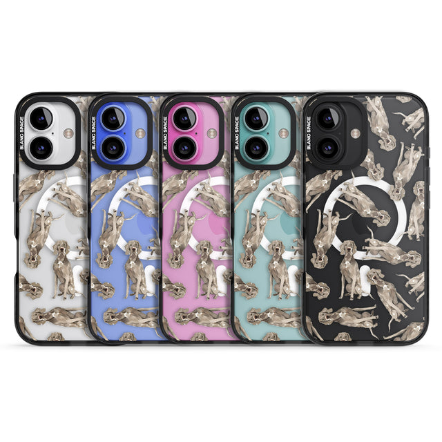 iPhone 16 Pro Max Weimaraner Watercolour Dog Pattern Black Impact Phone Case