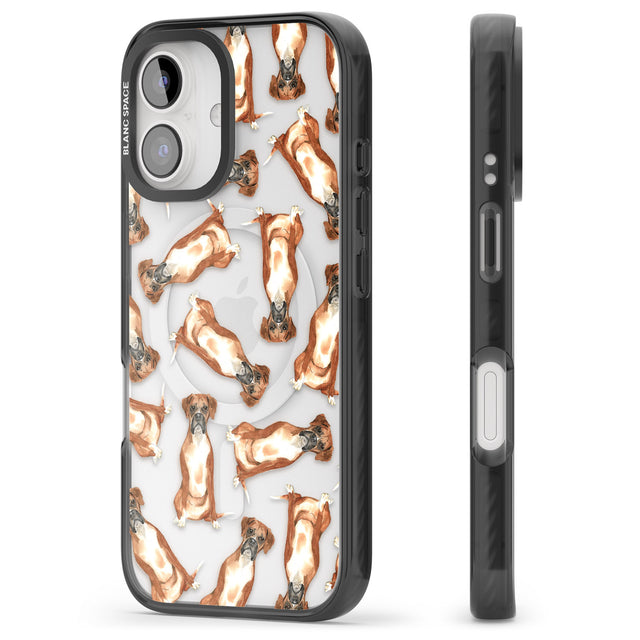 iPhone 16 Pro Max Boxer Watercolour Dog Pattern Black Impact Phone Case