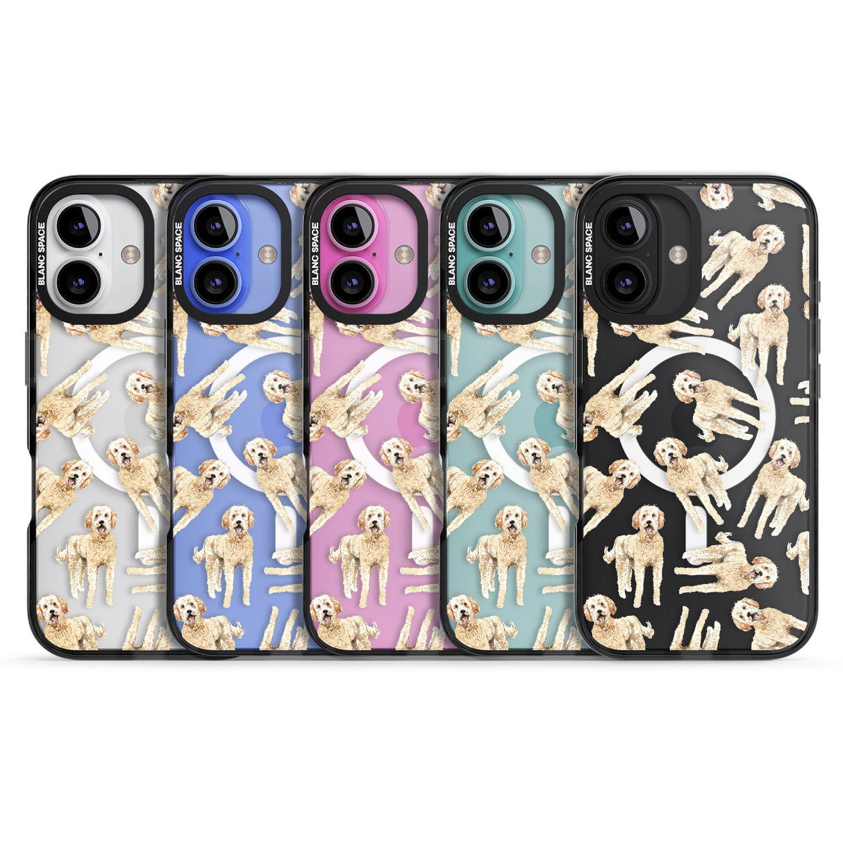 iPhone 16 Pro Max Goldendoodle Watercolour Dog Pattern Black Impact Phone Case