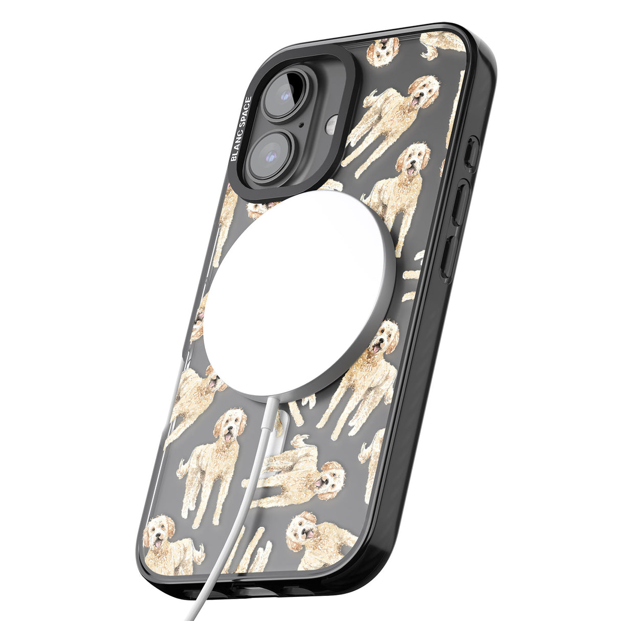 iPhone 16 Pro Max Goldendoodle Watercolour Dog Pattern Black Impact Phone Case