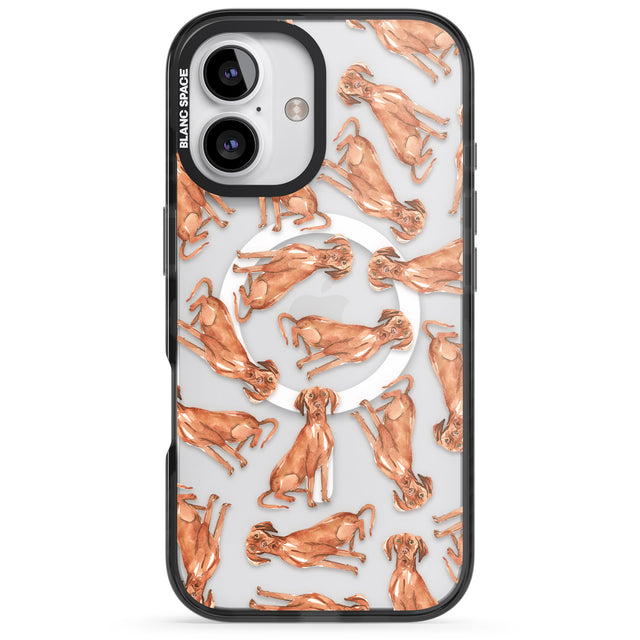 iPhone 16 Pro Max Hungarian Vizsla Watercolour Dog Pattern Black Impact Phone Case