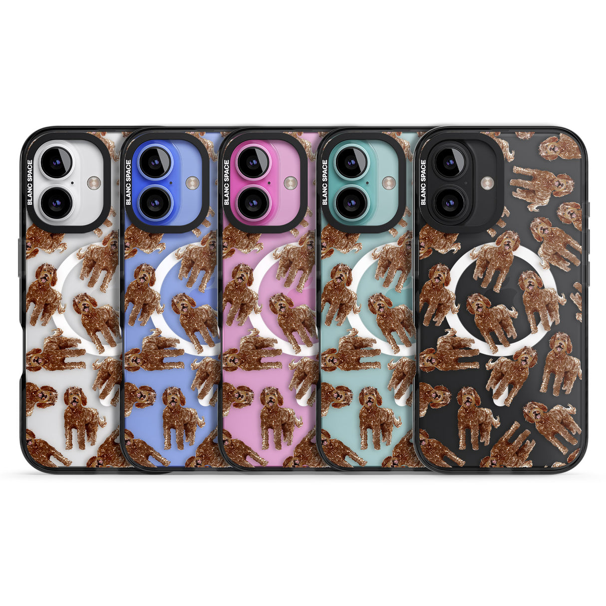 iPhone 16 Pro Max Labradoodle (Brown) Watercolour Dog Pattern Black Impact Phone Case