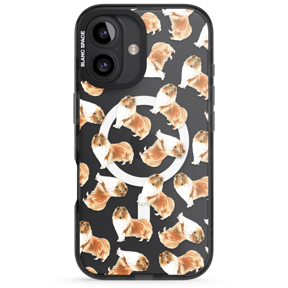 iPhone 16 Pro Max Rough Collie Watercolour Dog Pattern Black Impact Phone Case