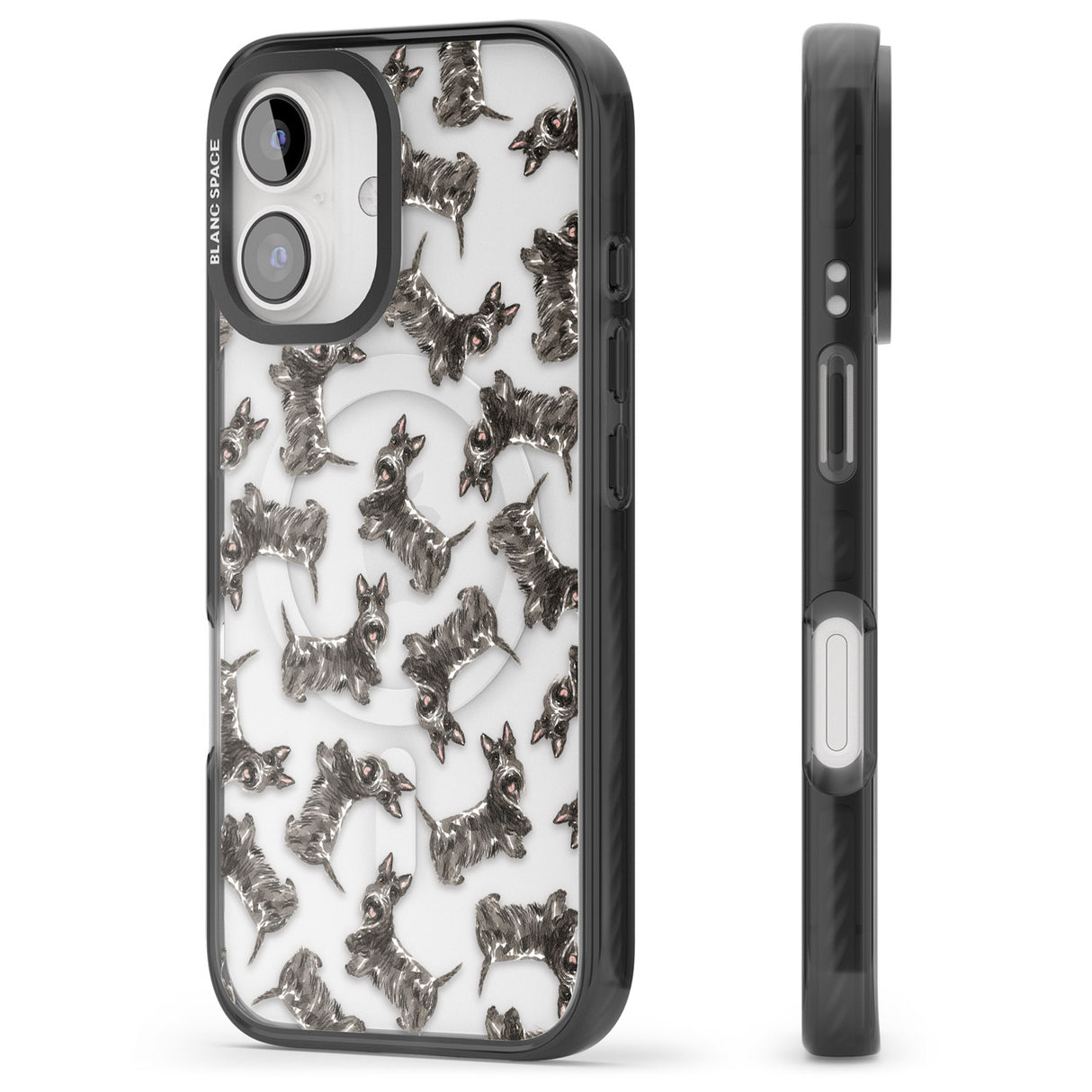 iPhone 16 Pro Max Scottish Terrier Watercolour Dog Pattern Black Impact Phone Case