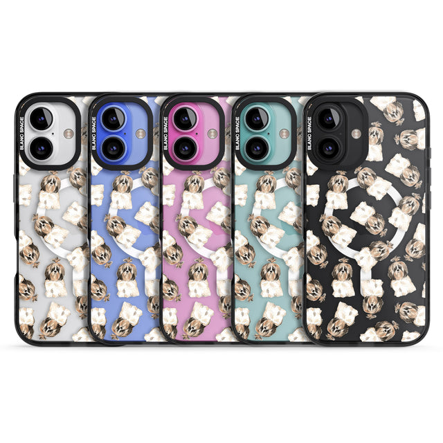 iPhone 16 Pro Max Shih tzu (Long Hair) Watercolour Dog Pattern Black Impact Phone Case