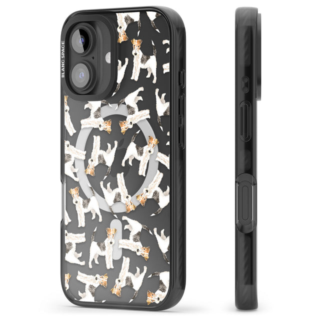 iPhone 16 Pro Max Wire Haired Fox Terrier Watercolour Dog Pattern Black Impact Phone Case