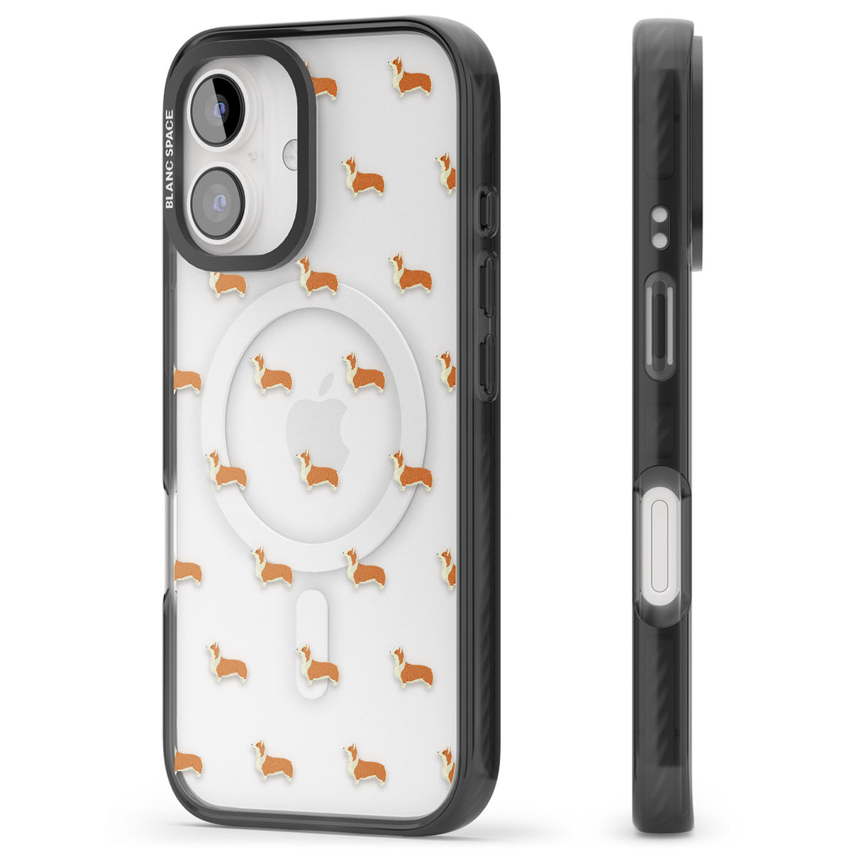 iPhone 16 Pro Max Pembroke Welsh Corgi Dog Pattern Clear Black Impact Phone Case