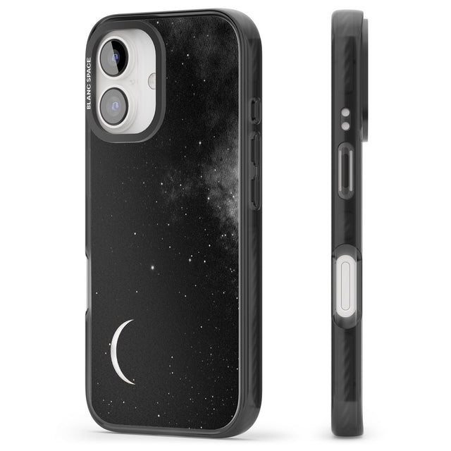 iPhone 16 Pro Max Night Sky Galaxies: Crescent Moon Black Impact Phone Case