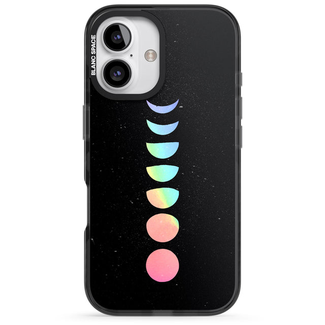 iPhone 16 Pro Max Pastel Moon Phases Black Impact Phone Case