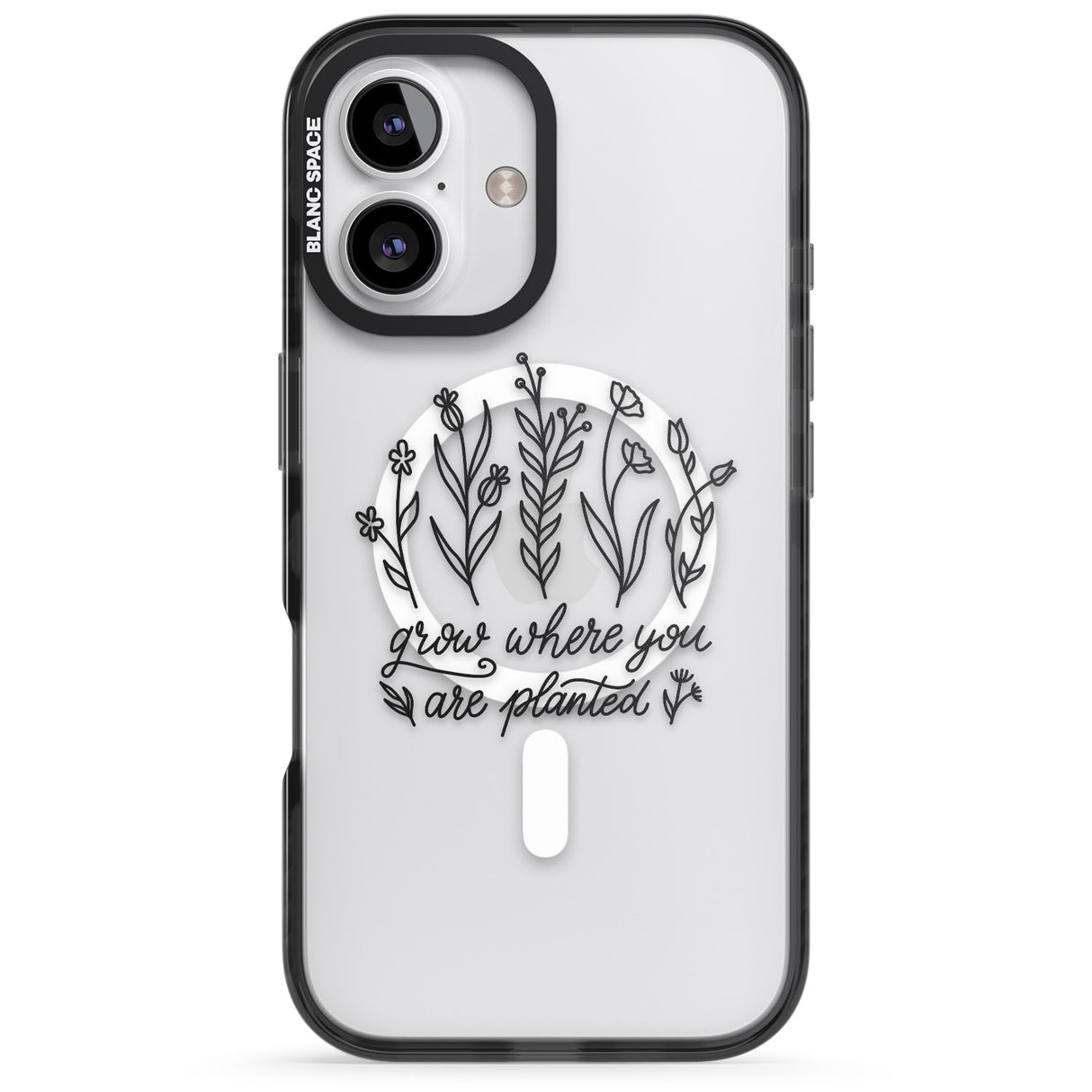 iPhone 16 Pro Max Grow where you are planted Black Impact Phone Case