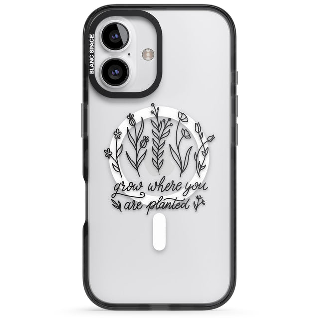 iPhone 16 Pro Max Grow where you are planted Black Impact Phone Case