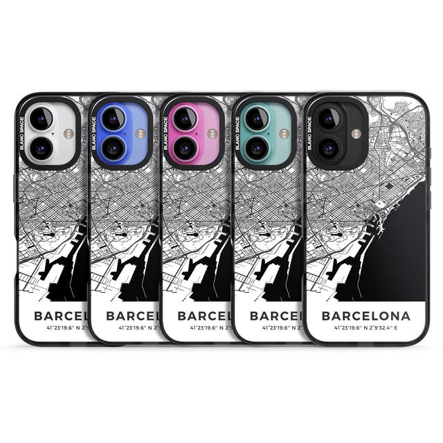 iPhone 16 Pro Max Map of Barcelona, Spain Black Impact Phone Case